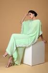 Buy_Talking Threads_Green Silk Georgette Round Hand Embroidered Kaftan_Online_at_Aza_Fashions