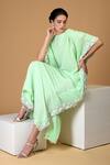 Shop_Talking Threads_Green Silk Georgette Round Hand Embroidered Kaftan_Online_at_Aza_Fashions