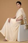 Buy_Talking Threads_Beige Embroidered Silk Cape Dress _Online_at_Aza_Fashions