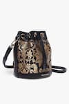 Buy_Tan & Loom_Black Embroidery Bombay Brocade Botanical Woven Bucket Bag _Online_at_Aza_Fashions