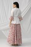 Shop_Samyukta Singhania_White Cotton Floral Printed Lehenga Set_at_Aza_Fashions