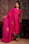 Buy_Chandbari_Fuchsia Kurta And Palazzo Chanderi Embroidery Zardozi Round Set _at_Aza_Fashions