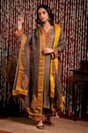 Buy_Chandbari_Grey Kurta And Pant Modal Satin Embroidery Dori V Neck Paisley Set _at_Aza_Fashions