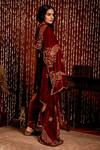 Buy_Chandbari_Maroon Stripe Woven Kurta Set_Online_at_Aza_Fashions
