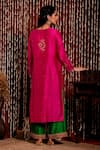 Shop_Chandbari_Fuchsia Kurta And Palazzo Chanderi Embroidery Zardozi Round Set _at_Aza_Fashions