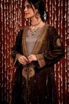 Shop_Chandbari_Brown Embroidered Jacket And Pant Set_Online_at_Aza_Fashions