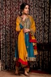 Chandbari_Blue Kurta Chanderi Embroidered Anarkali Set_Online_at_Aza_Fashions