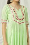 Samyukta Singhania_Green Cotton Notched Printed Tunic For Women_at_Aza_Fashions