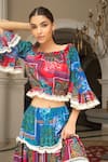 Cin Cin_Multi Color Cotton Printed Boat Tiered Skirt Set_Online_at_Aza_Fashions