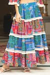 Shop_Cin Cin_Multi Color Cotton Printed Boat Tiered Skirt Set_Online_at_Aza_Fashions
