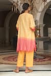 Shop_Cin Cin_Orange Cotton Applique Lace V Neck Floral Motif Kurta And Pant Set_at_Aza_Fashions