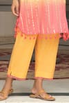 Shop_Cin Cin_Orange Cotton Applique Lace V Neck Floral Motif Kurta And Pant Set_Online_at_Aza_Fashions
