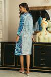 Shop_Cin Cin_Blue Cotton Printed Floral Motifs V Neck Dress _at_Aza_Fashions