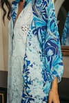 Shop_Cin Cin_Blue Cotton Printed Floral Motifs V Neck Dress _Online_at_Aza_Fashions