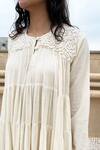 Chambray & Co._White Cotton Thread Work Round Tiered Tent Dress_at_Aza_Fashions