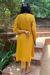 Shop_Chambray & Co._Yellow Organza Round Embroidered Layered Kurta _at_Aza_Fashions