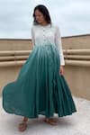 Buy_Chambray & CO._Green Cotton Round Button Down Ombre Dress_at_Aza_Fashions