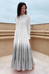 Shop_Chambray & Co._Grey Cotton Dyed Round Tiered Maxi Dress _Online_at_Aza_Fashions