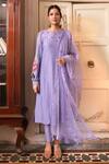 Buy_Chambray & Co._Purple Silk Embroidery Floral Round Kaya Kurta Set _at_Aza_Fashions