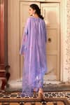 Shop_Chambray & Co._Purple Silk Embroidery Floral Round Kaya Kurta Set _at_Aza_Fashions