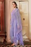 Buy_Chambray & Co._Purple Silk Embroidery Floral Round Kaya Kurta Set _Online_at_Aza_Fashions