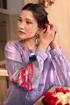 Shop_Chambray & Co._Purple Silk Embroidery Floral Round Kaya Kurta Set _Online_at_Aza_Fashions