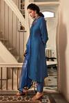 Buy_Chambray & Co._Blue Silk Organza, Linen Georgette Thread, Glass Anessa Embroidered Kurta Set_Online_at_Aza_Fashions