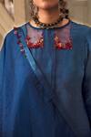 Shop_Chambray & Co._Blue Silk Organza, Linen Georgette Thread, Glass Anessa Embroidered Kurta Set_Online_at_Aza_Fashions