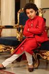 Shop_CUTE COUTURE_Red Poplin Cotton Embroidery Beads Bundi And Kurta Set _Online_at_Aza_Fashions