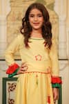 Shop_Cute Couture_Yellow Poplin, Cotton Beads, Patchwork Frilled Sleeved Blouse And Lehenga Set _Online_at_Aza_Fashions