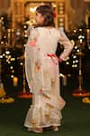 Shop_CUTE COUTURE_White Poplin Cotton Painted And Embroidered Floral Ruffle Saree With Blouse _at_Aza_Fashions