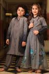 Buy_Cute Couture_Grey Rayon Sequins Embroidered Jacket And Kurta Set _Online_at_Aza_Fashions