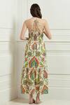 Shop_Ranna Gill_Multi Color Viscose Linen Paisley Print Tiered Dress_at_Aza_Fashions