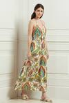 Ranna Gill_Multi Color Viscose Linen Paisley Print Tiered Dress_Online_at_Aza_Fashions