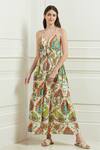 Buy_Ranna Gill_Multi Color Viscose Linen Paisley Print Tiered Dress_Online_at_Aza_Fashions