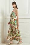 Shop_Ranna Gill_Multi Color Viscose Linen Paisley Print Tiered Dress_Online_at_Aza_Fashions