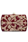 Buy_Clutch'D_Maroon Embroidered Velvet Clutch With Sling _at_Aza_Fashions