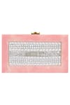 Buy_ClutcH'D_Pink Embroidery Resin Box Clutch With Sling _at_Aza_Fashions