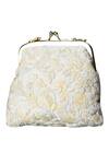 ClutcH'D_White Embroidery Velvet Clutch With Sling _Online_at_Aza_Fashions