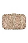 Buy_Clutch'D_Gold Embroidered Velvet Box Clutch With Sling _at_Aza_Fashions