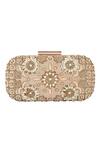 Buy_ClutcH'D_Gold Embroidered Velvet Box Clutch _at_Aza_Fashions