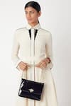 ClutcH'D_Black Flap Sling Bag _Online_at_Aza_Fashions