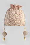 Shop_ClutcH'D_Pink Embroidered Velvet Potli Bag _at_Aza_Fashions