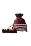 Shop_Clutch'D_Maroon Embroidered Velvet Tassel Potli Bag _at_Aza_Fashions