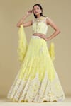 Buy Cherie D Yellow Silk, Tulle Round Embroidered Lehenga Set at Aza Fashions Buy_Cherie D_Yellow Silk, Tulle Round Embroidered Lehenga Set _at_Aza_Fashions