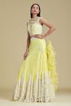 Cherie D Yellow Silk, Tulle Round Embroidered Lehenga Set Online at Aza Fashions Cherie D_Yellow Silk, Tulle Round Embroidered Lehenga Set _Online_at_Aza_Fashions