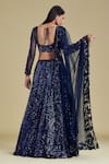 Shop_Cherie D_Blue Tulle Scoop Neck Silk Embroidered Bridal Lehenga Set _at_Aza_Fashions