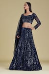 Buy_Cherie D_Blue Tulle Scoop Neck Silk Embroidered Bridal Lehenga Set _Online_at_Aza_Fashions
