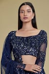 Shop_Cherie D_Blue Tulle Scoop Neck Silk Embroidered Bridal Lehenga Set _Online_at_Aza_Fashions