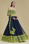 Buy Cherie D Blue Silk, Tulle, Scuba One Shoulder Embroidered Lehenga Set at Aza Fashions Buy_Cherie D_Blue Silk, Tulle, Scuba One Shoulder Embroidered Lehenga Set _at_Aza_Fashions